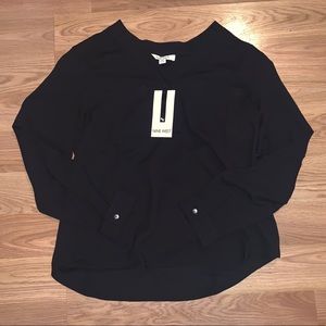 Nine West Black Woven Top NWT